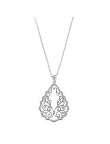 Oval rhodium silver pendant necklace with lace pattern 317298 Laval 1878 42,00 €