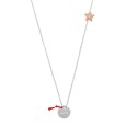 Round necklace "Love" adorned with a pink gold star in rhodium silver