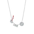 Heart necklace "Love" and "You" round rhodium silver