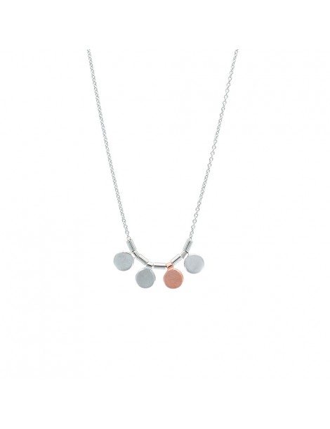 Necklace with small round rhodium silver and rose gold silver