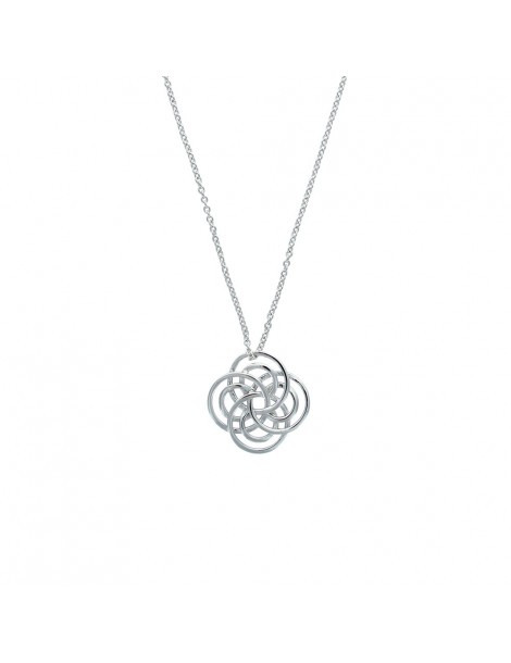 Collar de flores con círculos entrelazados en plata rodiada