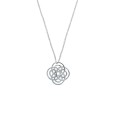 Flower necklace with intertwined circles in rhodium silver