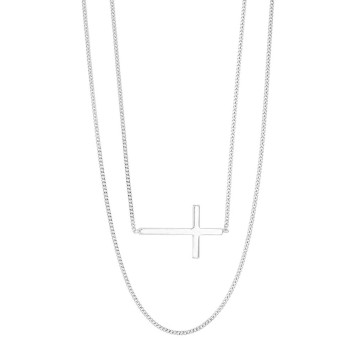 Doppelte Halskette mit einem Rhodium-Silber-Kreuz 31710432 Laval 1878 86,90 €