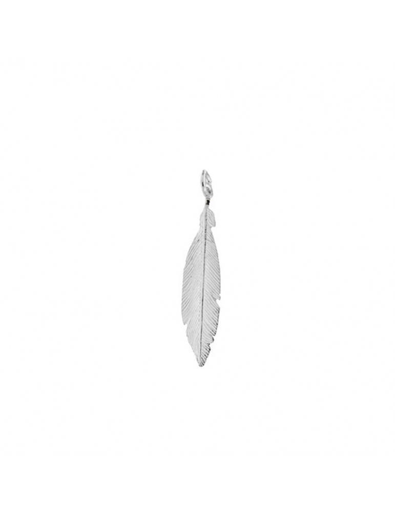 Rhodium silver feather pendant