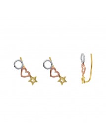 Silver round earrings, pink gold heart and gold star 313345 Laval 1878 30,00 €