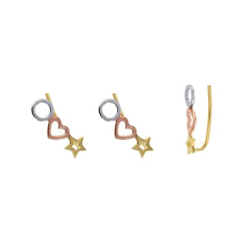 Silver round earrings, pink gold heart and gold star 313345 Laval 1878 30,00 €