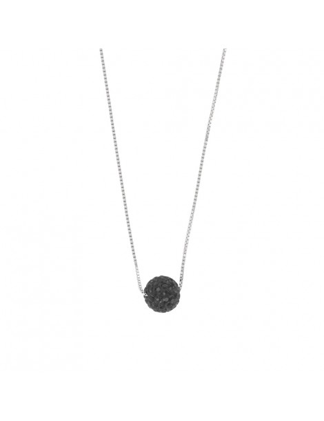 Rhodium silver necklace decorated with a black bohemian crystal ball