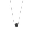 Rhodium Silber Halskette mit einer schwarzen böhmischen Kristallkugel verziert