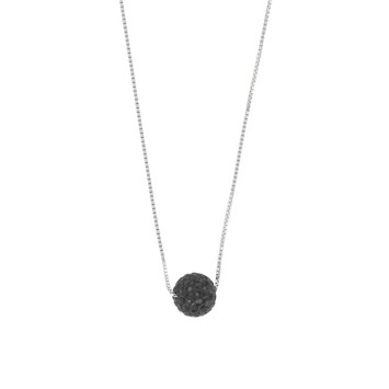 Rhodium silver necklace decorated with a black bohemian crystal ball 3171041 Laval 1878 37,50 €