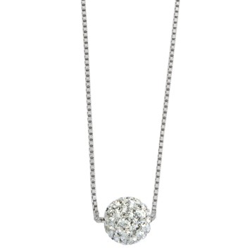 Rhodium Silber Halskette mit einer weißen böhmischen Kristallkugel geschmückt 3170700 Laval 1878 36,00 €