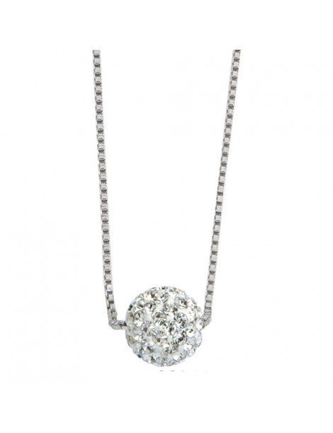 Rhodium silver necklace decorated with a ball in Bohemian crystal - 12 mm