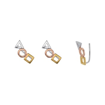 Pendientes de formas geométricas plata, plata dorada y rosa dorada 313356 Laval 1878 30,00 €