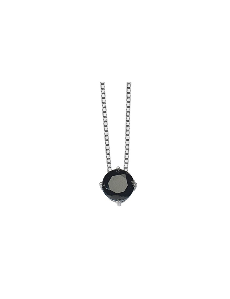 Necklace with black oxide ø 7 mm and rhodium silver