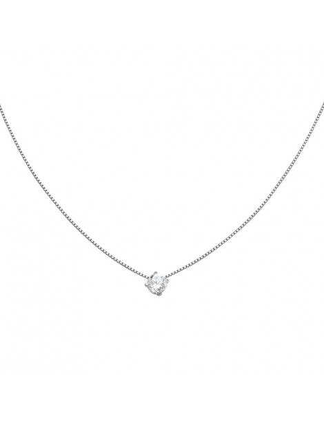 Necklace in rhodium silver with zirconium oxide - ø 5 mm