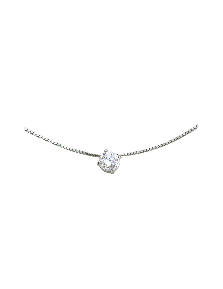 Halskette in Rhodium Silber mit einem Zirkonoxid - ø 7 mm