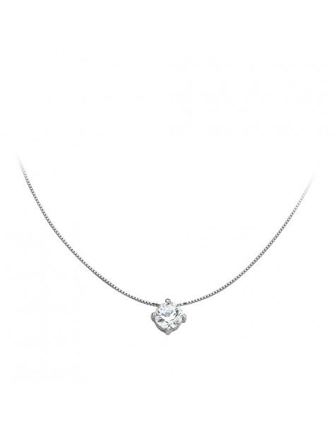 Pendant necklace in rhodium silver with 3 zirconium oxides