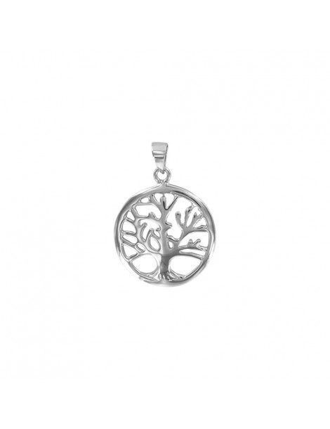 Pendant "tree of life" in a rhodium silver circle
