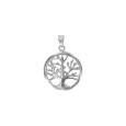 Pendentif "arbre de vie" dans un cercle en argent rhodié