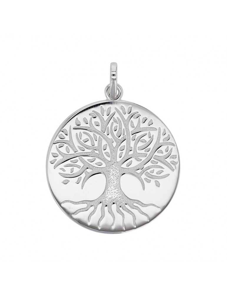 Anhänger "Baum des Lebens" in Rhodium Silber eingraviert
