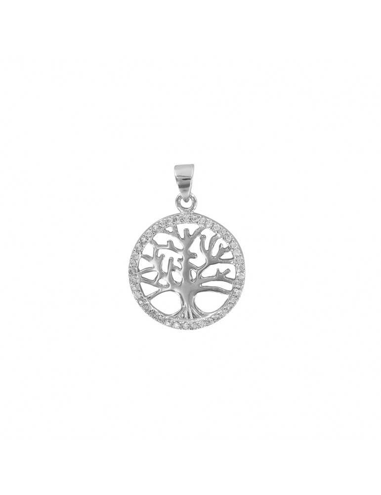 Ciondolo "albero della vita" traforato in argento rodiato e ossidi