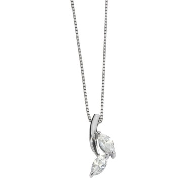 Pendant necklace in rhodium silver with 2 almond oxide stones 3170859 Laval 1878 39,90 €