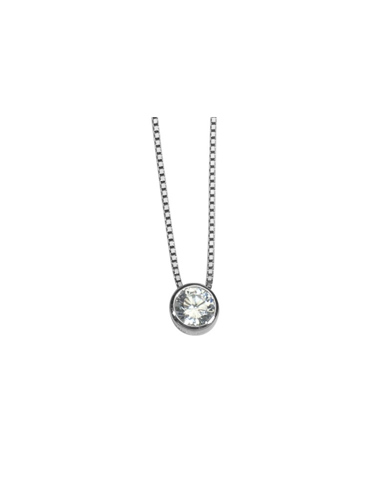 Necklace in round silver and zirconium oxide