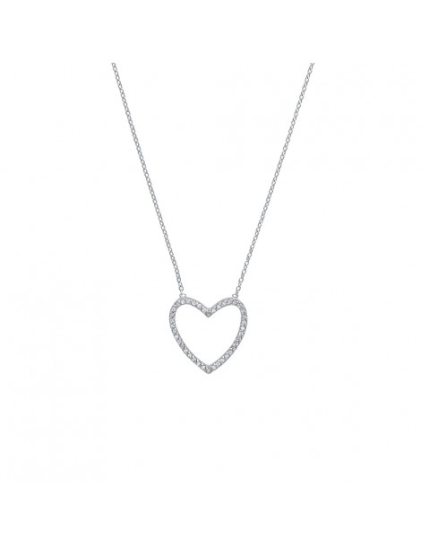 Heart necklace in rhodium silver and zirconium oxides 31710430 Laval 1878 52,00 €