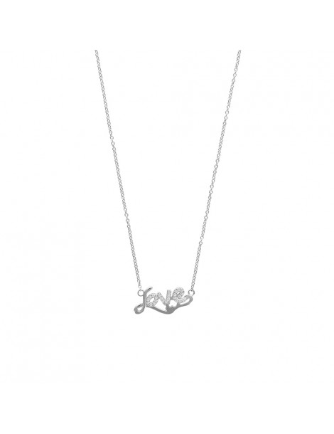 Necklace "Love" with oxides of zirconium on rhodium silver