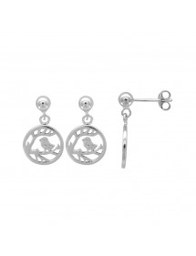 Round earrings tree of life and bird zirconium oxides 3131608 Laval 1878 40,00 €