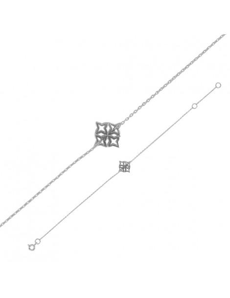 Pulsera de cadena de plata rodiada con patrón de rombos calados