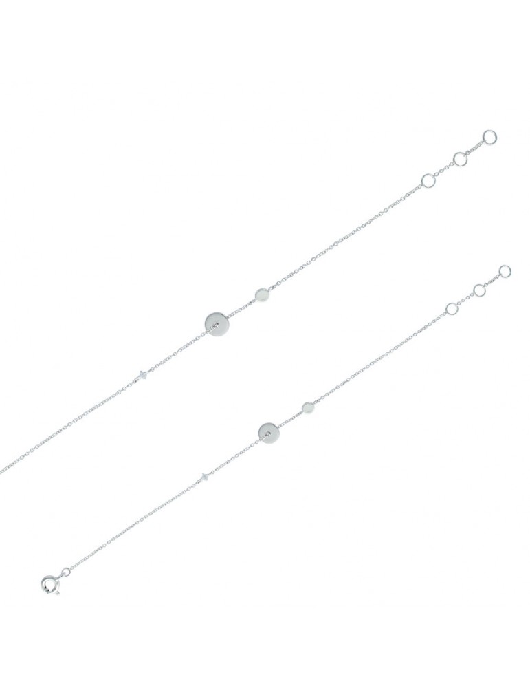 Bracciale in argento rodiato con 2 cerchi pieni e traforato e ossido