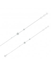 Rhodium silver bracelet with two flowers and an oxide stone 318145 Laval 1878 36,00 €