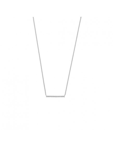 Barrette necklace in rhodium silver and zirconium oxides