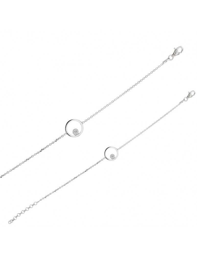 Bracciale in argento rodiato con 2 anelli ovali intersecanti e ossidi