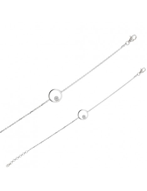 Bracciale in argento rodiato con 2 anelli ovali intersecanti e ossidi