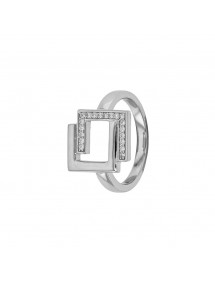 Ring "nested squares" rhodium silver and zirconium oxides 311310 Laval 1878 63,00 €
