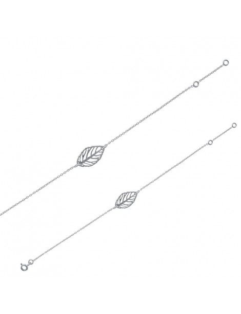 Openwork leaf bracelet in rhodium silver