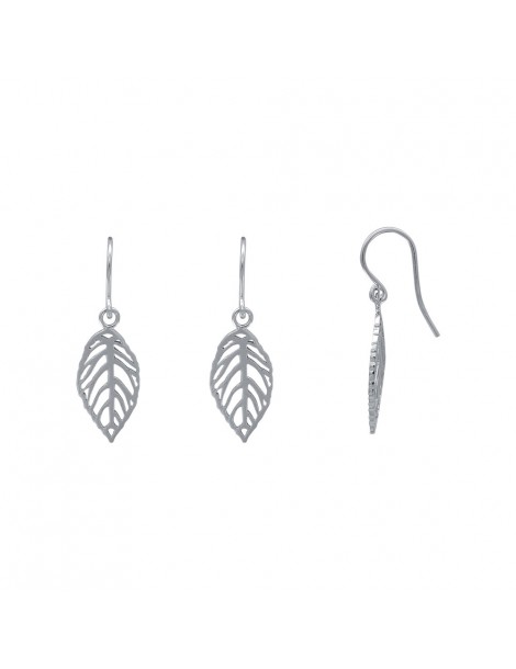 Earrings "openwork leaf" rhodium silver