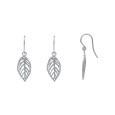 Earrings "openwork leaf" rhodium silver