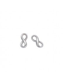 Boucles d'oreilles forme puce symbole "infini" en argent rhodié