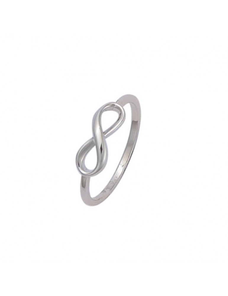 Ring with infinity symbol in rhodium silver