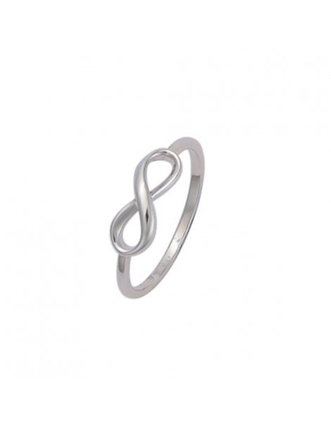 Ring with infinity symbol in rhodium silver