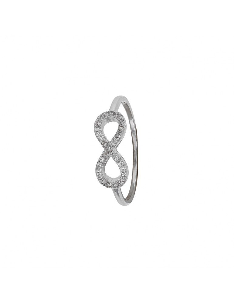 Ring "Symbol of Infinity" rhodium silver and zirconium oxides