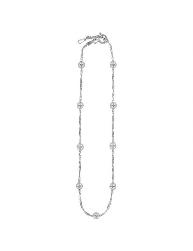Anklet chain decorated with rhodium silver balls