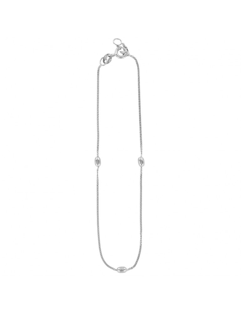 Gourmette link anklet chain with 3 oval balls
