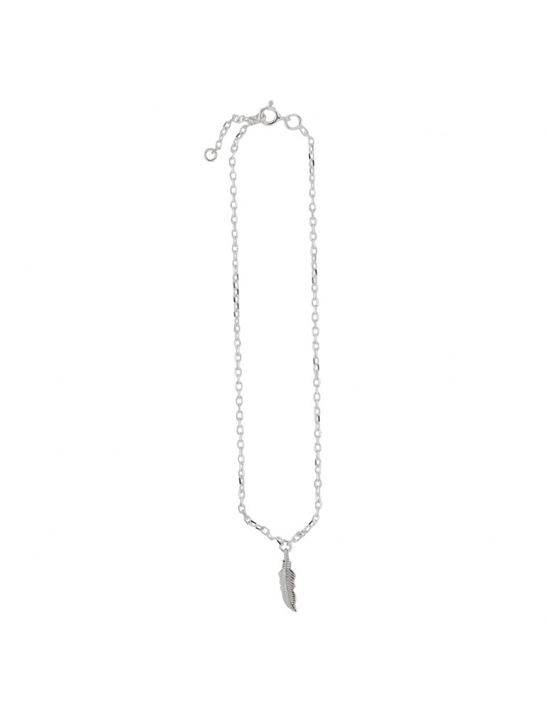 Anklet chain decorated with a rhodium silver feather