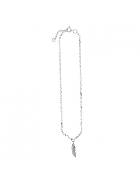 Anklet chain decorated with a rhodium silver feather