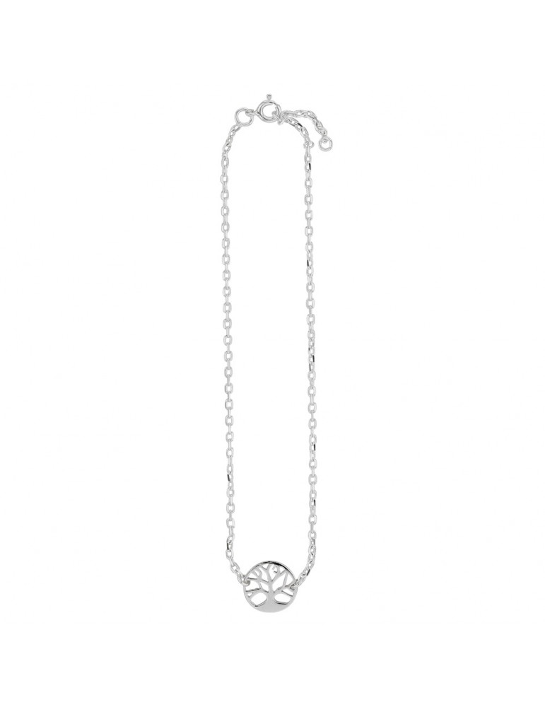 Chain of anklet tree of life in rhodium silver