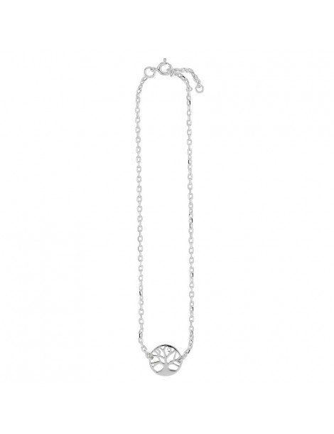 Chain of anklet tree of life in rhodium silver