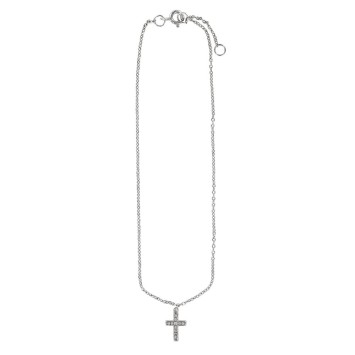 Cadena de tobillera con cruz en óxidos de circonio y plata de rodio 3113035 Laval 1878 42,00 €